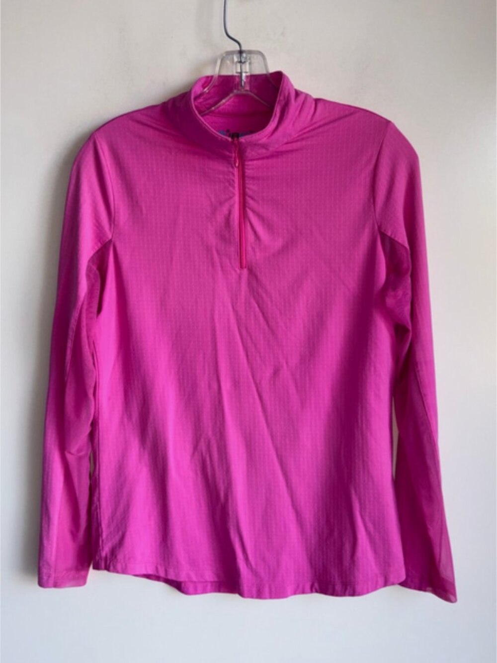 IBKUL 1/4 Zip Long Sleeve Top Size Medium Pink
